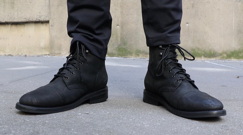 black service boot with black pants