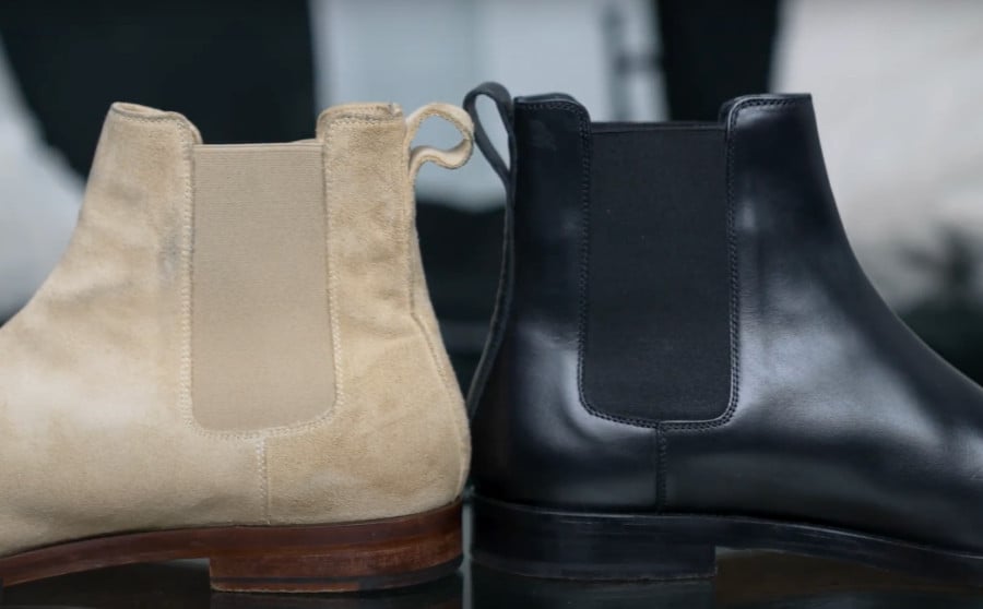 Left my best Chelsea boot, the Koio Trento in light colored suede. On the right is our my black leather Trento boots. 