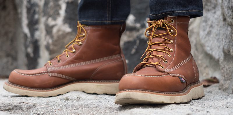 Thorogood moc toe pose