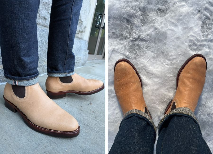 Kangaroo leather boots patina