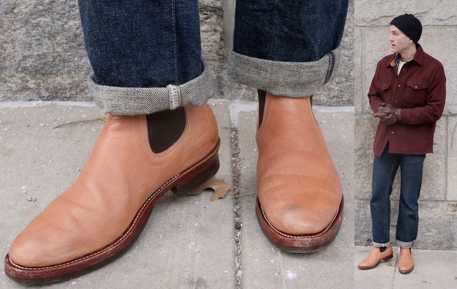 Kangaroo leather chelsea boots