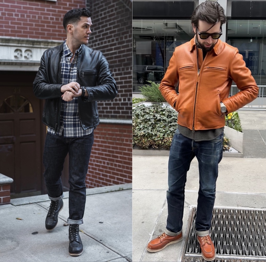 Red wing moc toe leather jacket