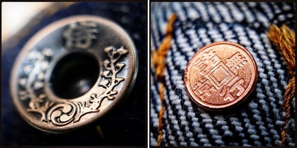 samurai jeans buttons rivets