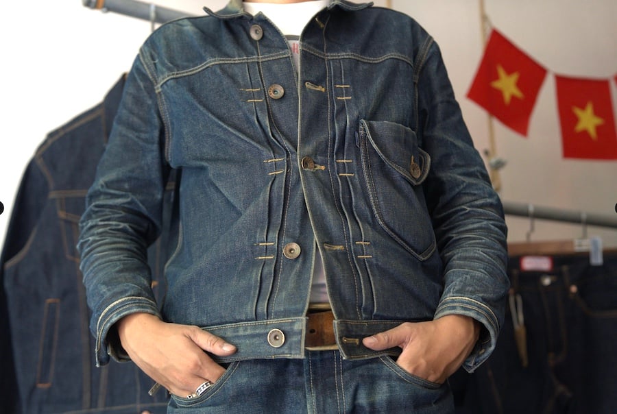 Copper raw denim fades