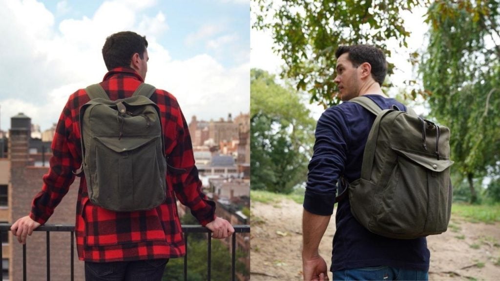 filson journeyman with mackinaw cruiser and blue henley