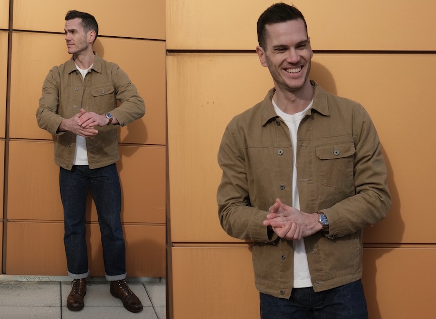 Waxed canvas trucker jacket with iron rangers