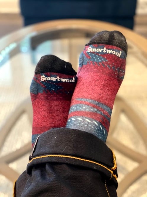 smartwool pagoda point sock on feet