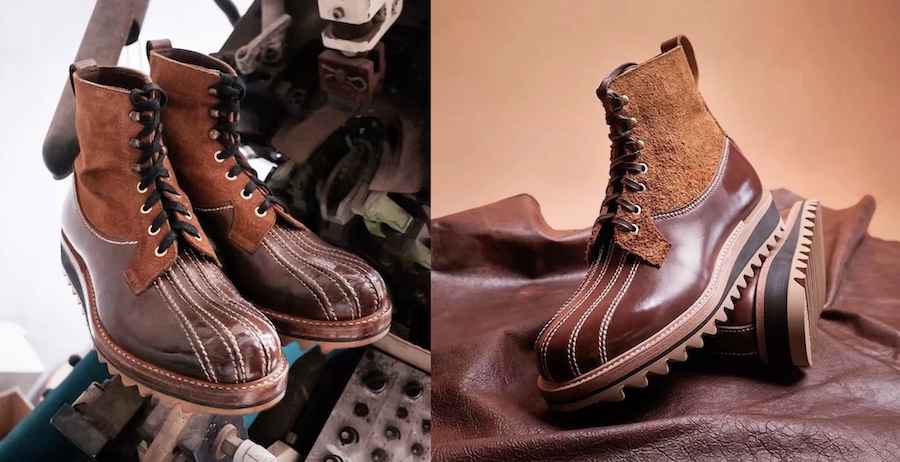 Txture leather duck boots