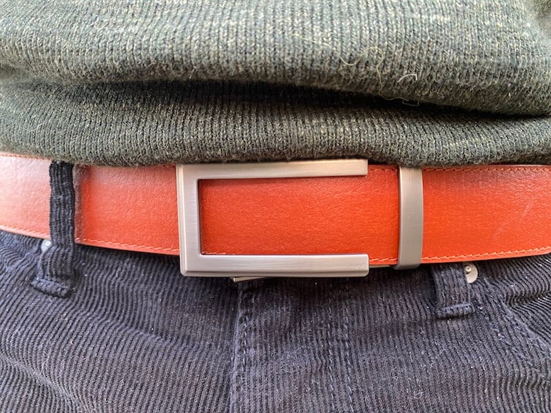 Anson saddle tan veg belt closeup