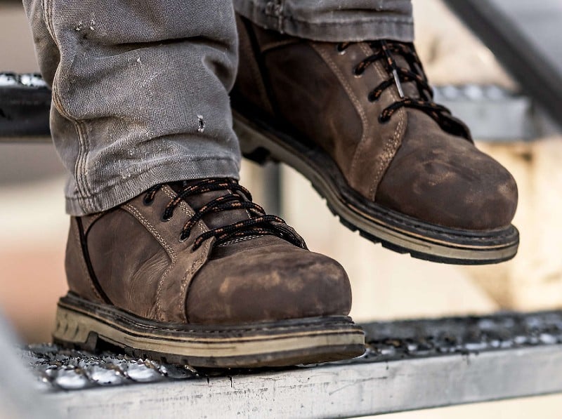 worn out steel toe boots