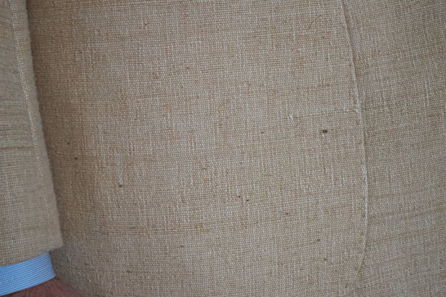 Post romantic tan hand loomed hand sewn cotton suit fabric