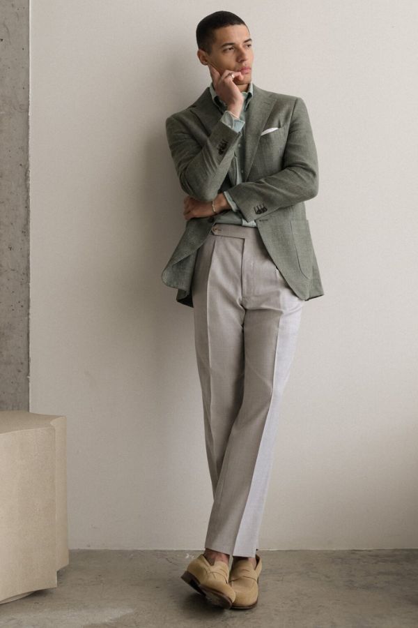 The italian wool linen bedford jacket sage