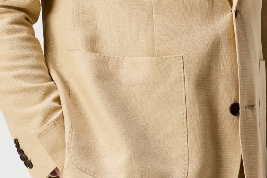 Wills rosedale linen classic patch pocket suit jacket fabric