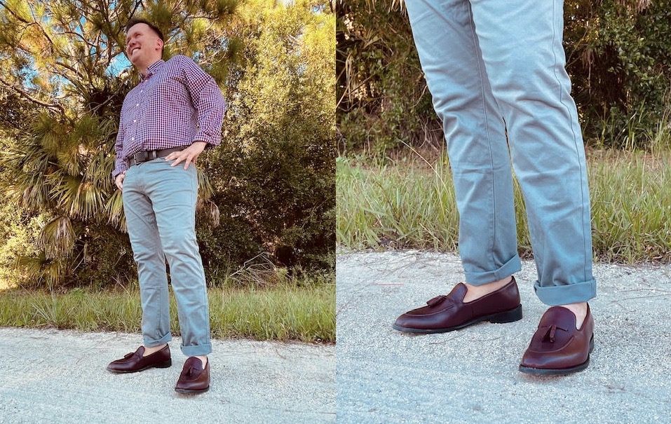 Anthony Veer Kennedy Tassel Loafer on feet