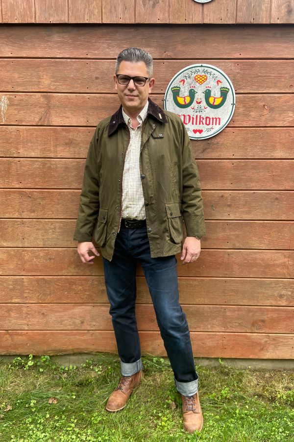 Barbour bedale jacket on body