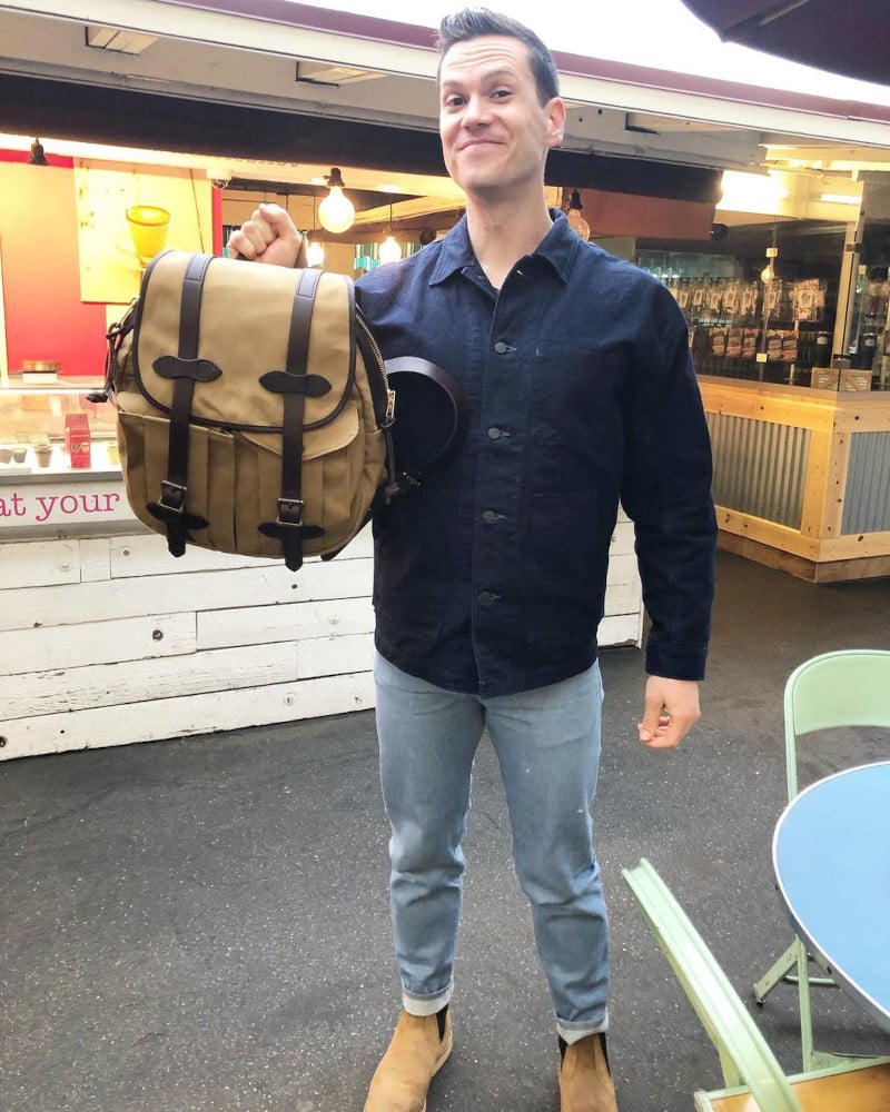 Nick holding the Filson Rucksack