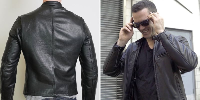 schott leather jacket front back