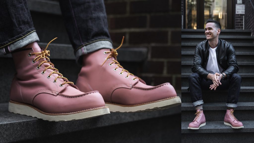 pink red wing moc toes men
