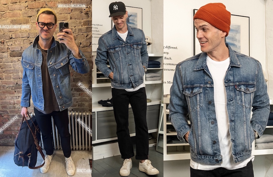 Faded distressed denim jacket type 3 levis and taylor stitch long haul