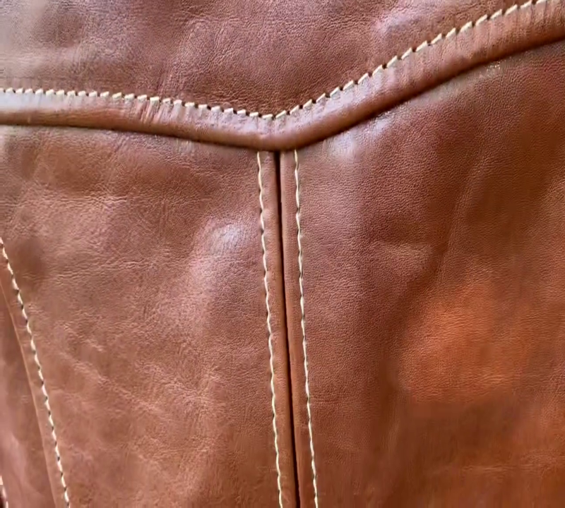 aero-hooch-hauler-leather-jacket-badalassi russet-close-up