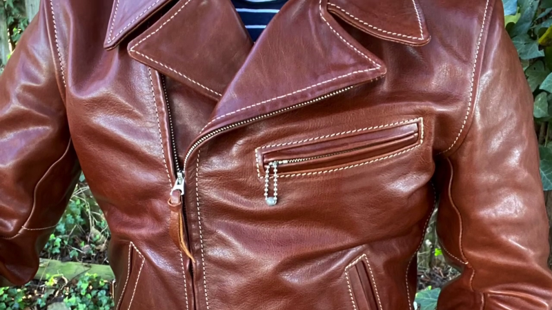 aero hooch hauler leather jacket close front