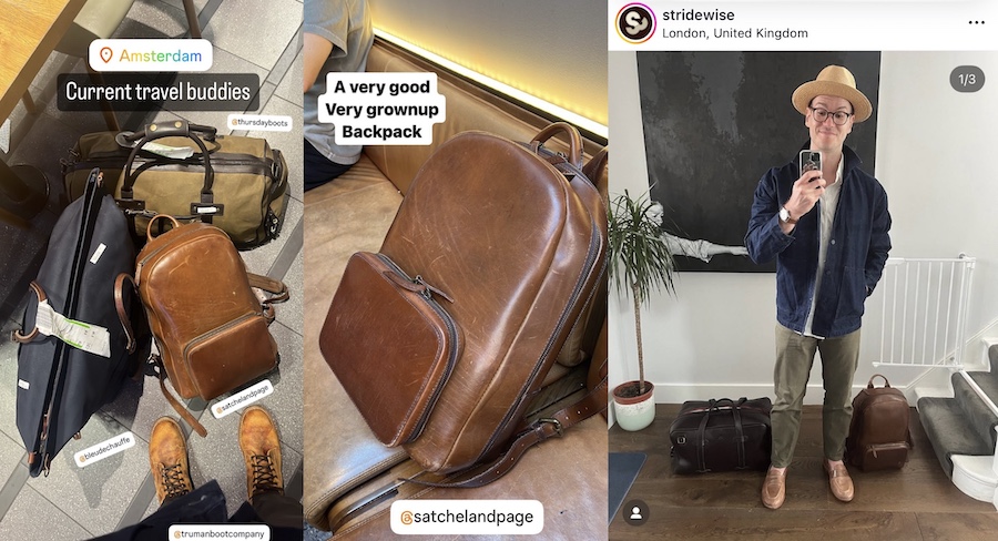 Satchel page leather backpack