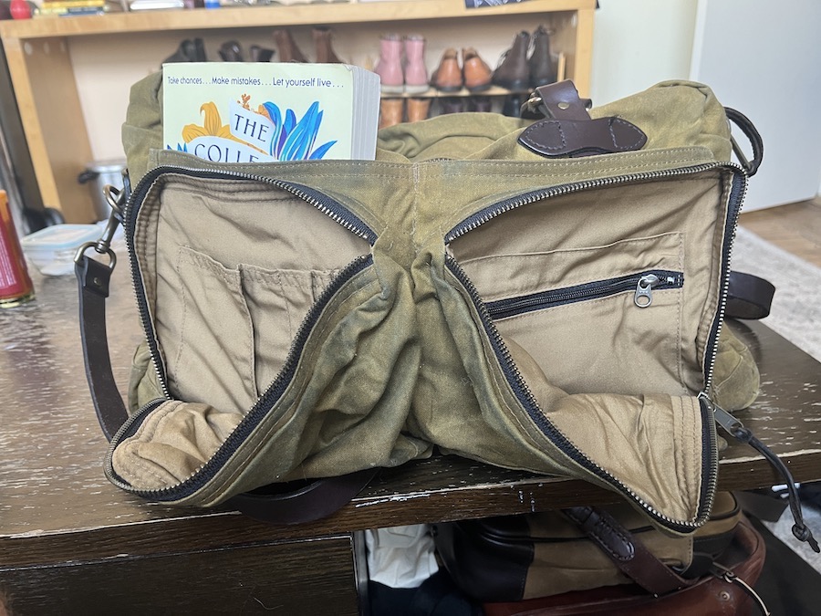 filson 48hr tin cloth duffle pockets