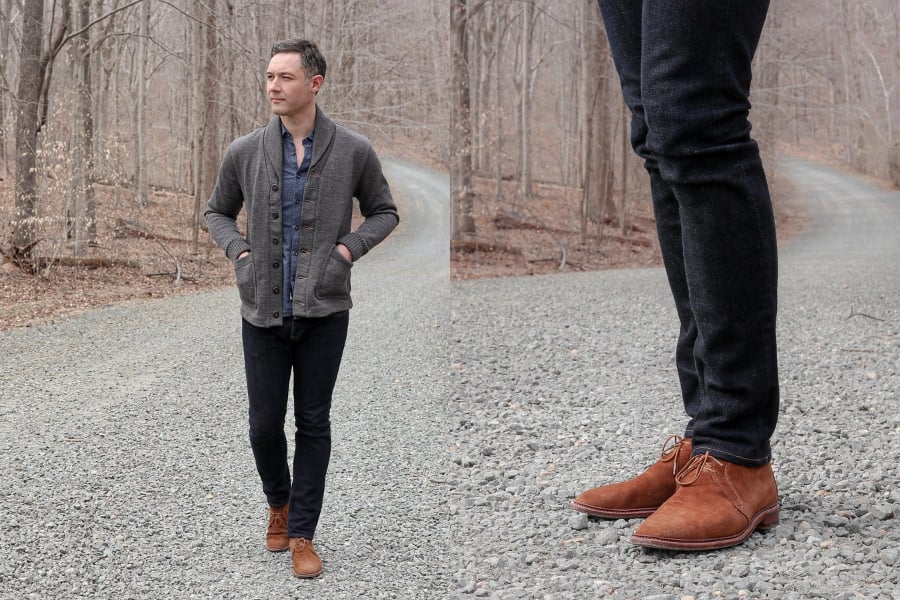 Chukkas sweater chambray black jeans