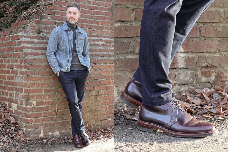 Chukkas sweater denim jacket