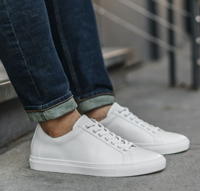 All white sneakers leather on sale