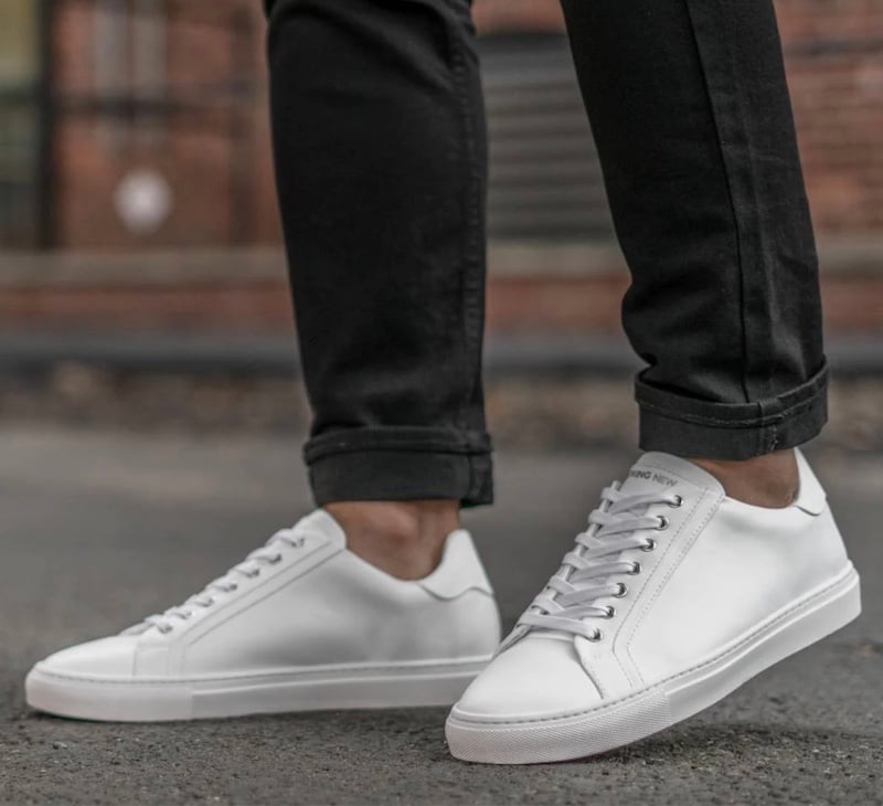 Leather all white sneakers deals