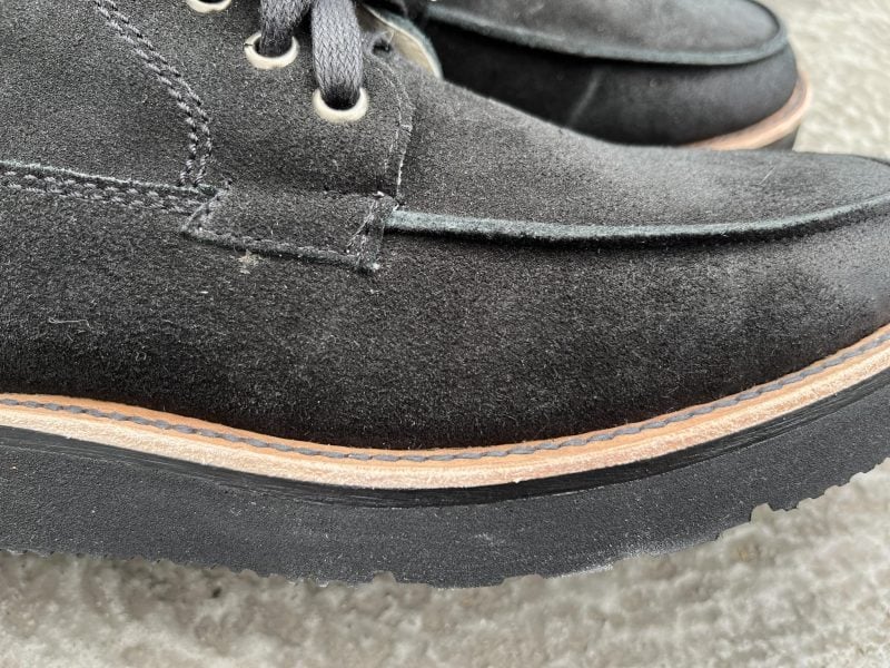 Dievier black waxed suede leather boots close up