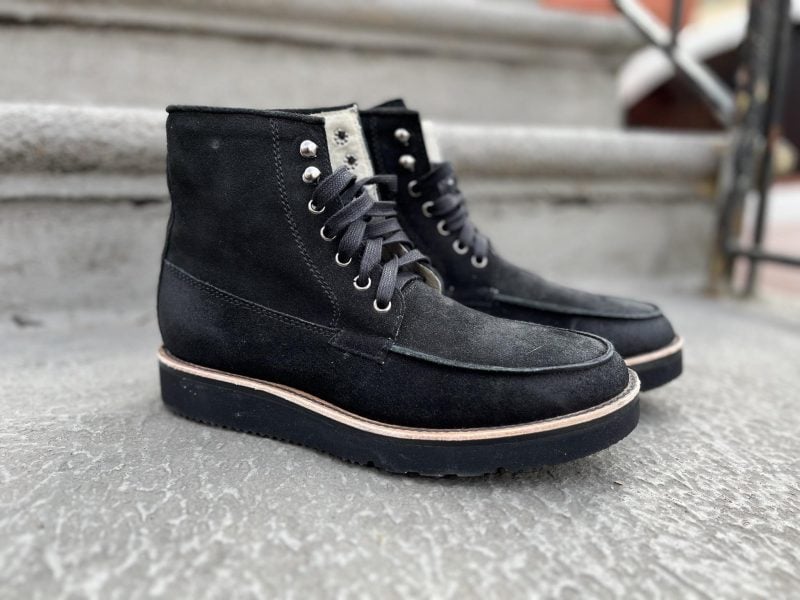 Dievier in black waxed suede leather