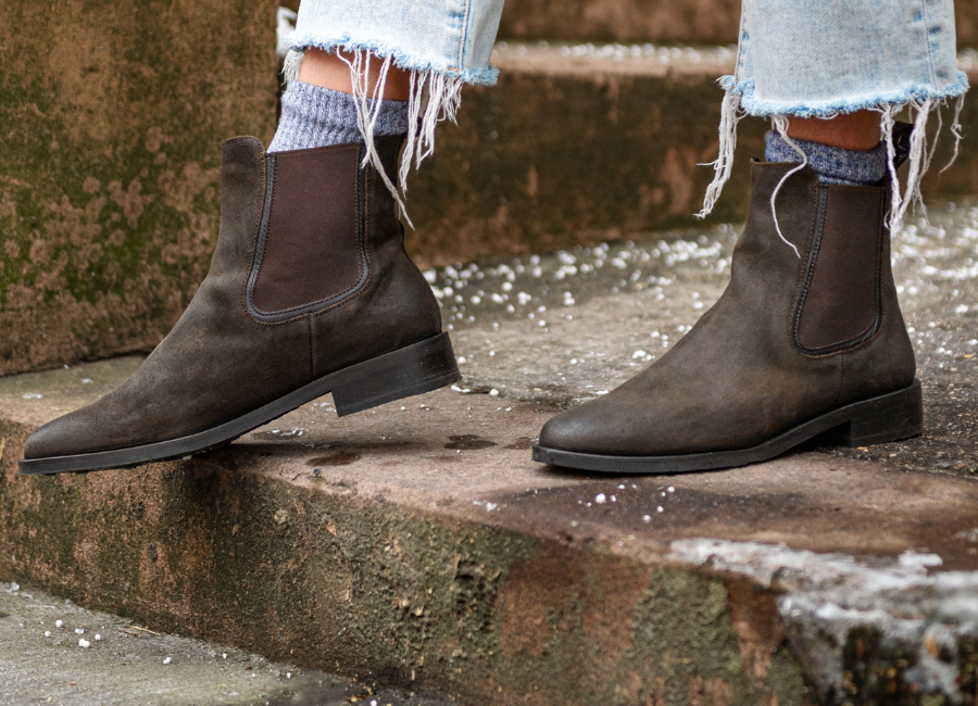 Thursday's olive suede Duchess Chelsea boot