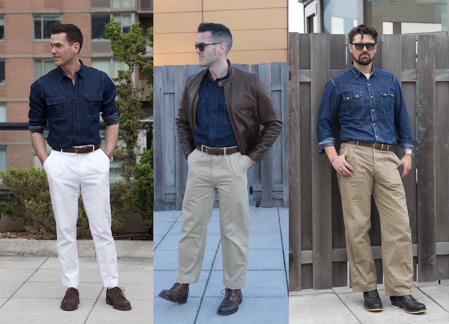 Denim shirt and chinos