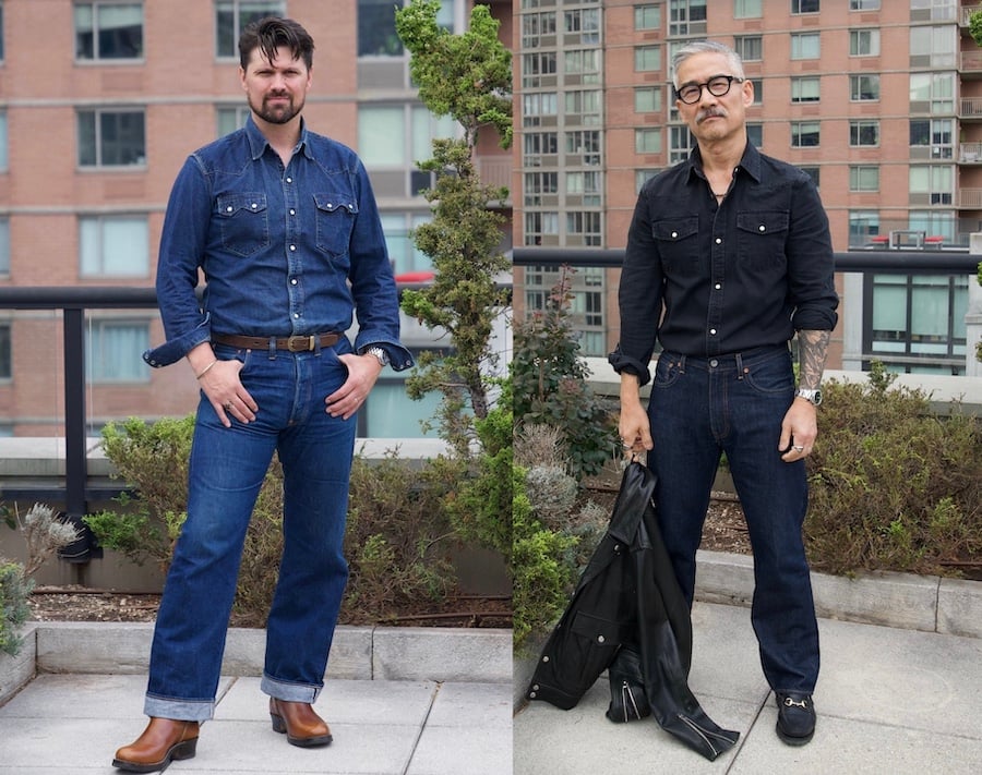 Denim shirt with jeans