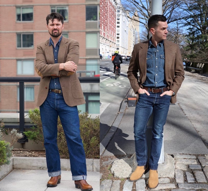 Ralph lauren denim shirt tweed jacket 