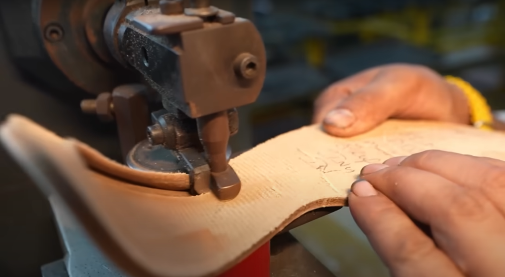 Close-up of the hybrid goodyear welting technique