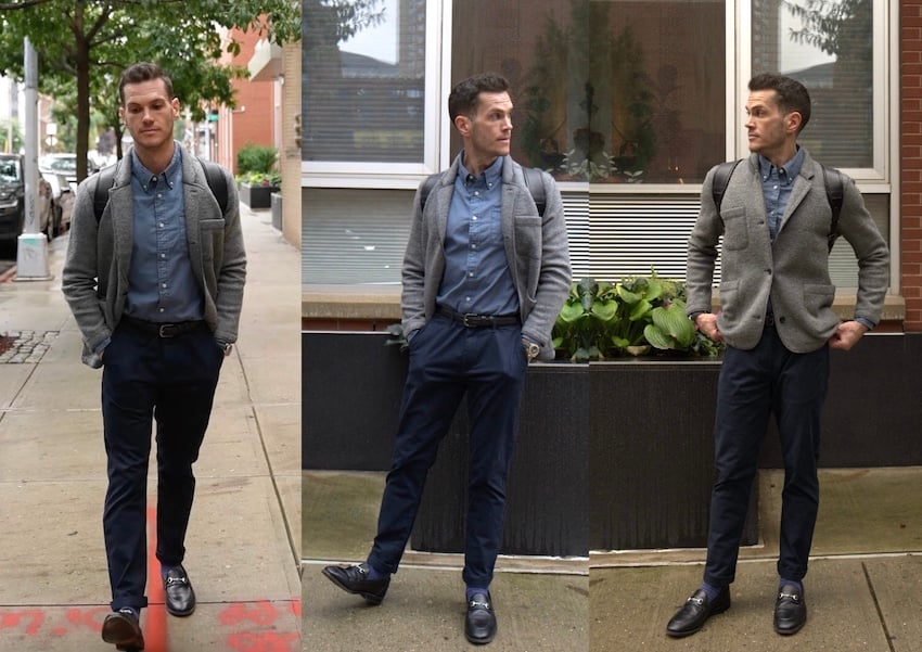 business casual outfit with chore jacket from flint and tinder