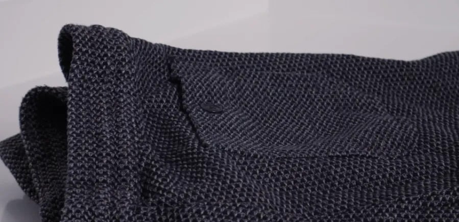 Charcoal sashiko semi closeup