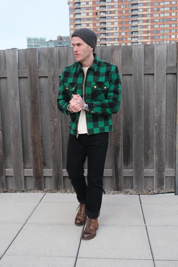 Iron rangers and green jacket full body pic