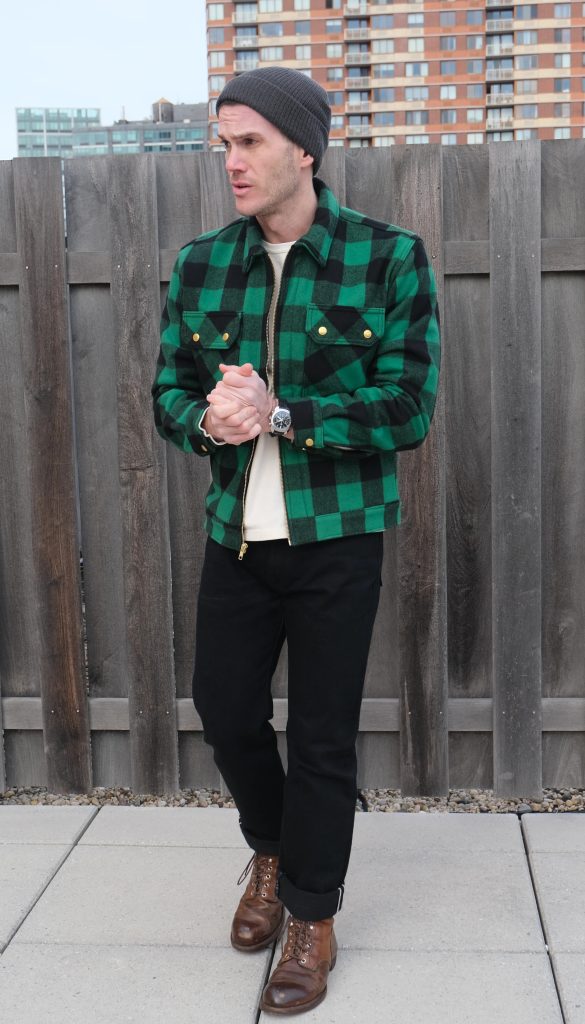 brown Iron rangers heat straps wool coat