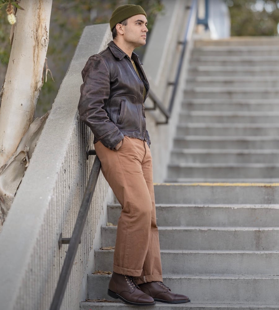 Grant stone boots leather jacket