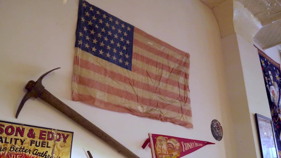 Christian McCann's vintage Americana on the walls of Left Field NYC.