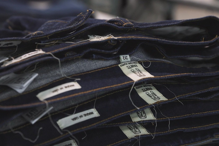 jeans waiting to be inspected