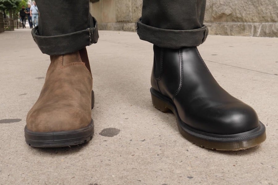 Blundstone 585 vs dr martens 2976 view on feet