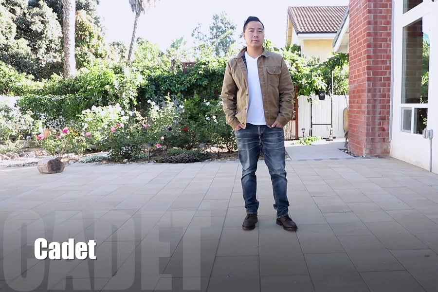 Distant view of author wearing Cadet boots 