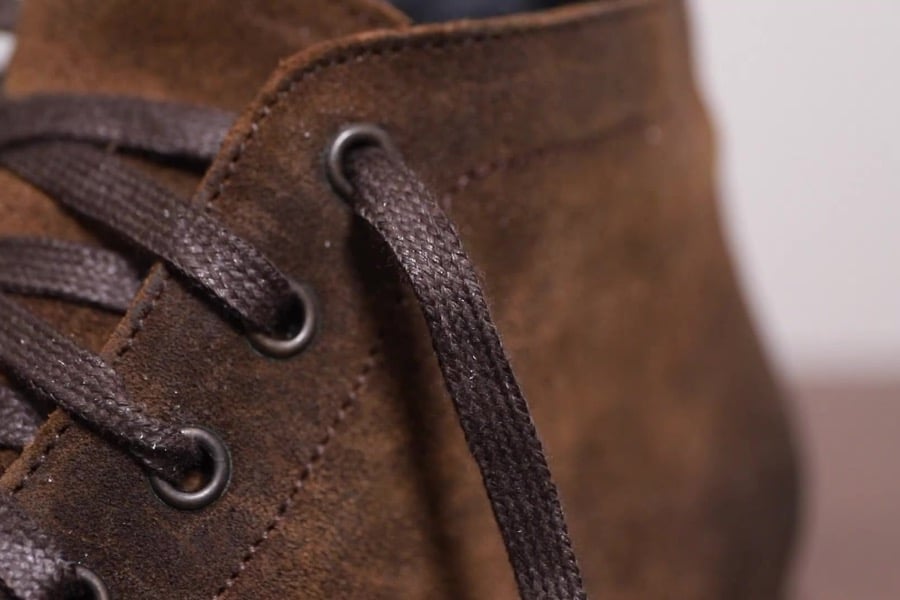 Close up view of Cadet boot's laces