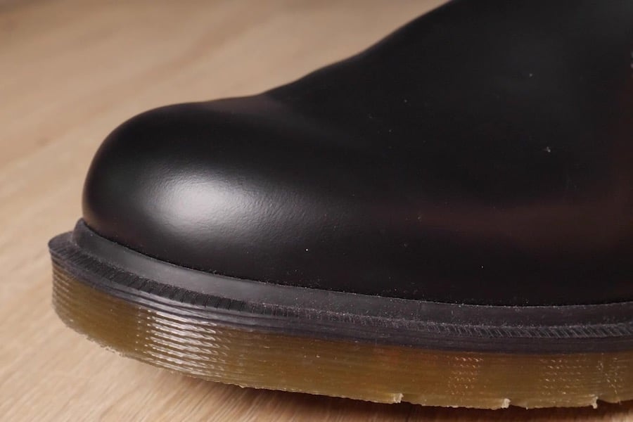 Close up of leaather on dr martens