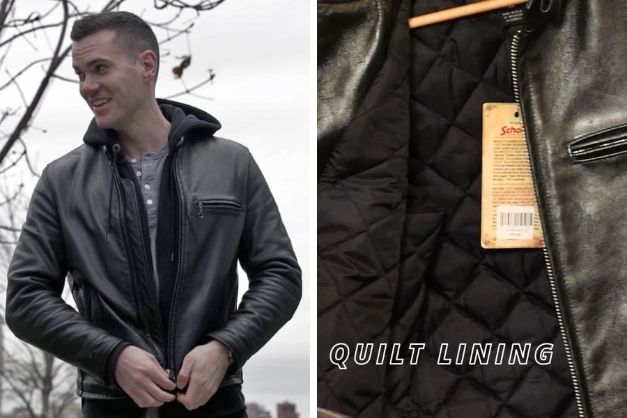 Schott cafe racer quilted lining